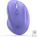 Ergonomic Wireless Mouse with USB Receiver for PC Computer, Laptop and Desktop, Ergo Mouse Vertical with Silent Clicks Long Battery Life, Up to 1600 DPI & 1 AA Battery Powered, Purple