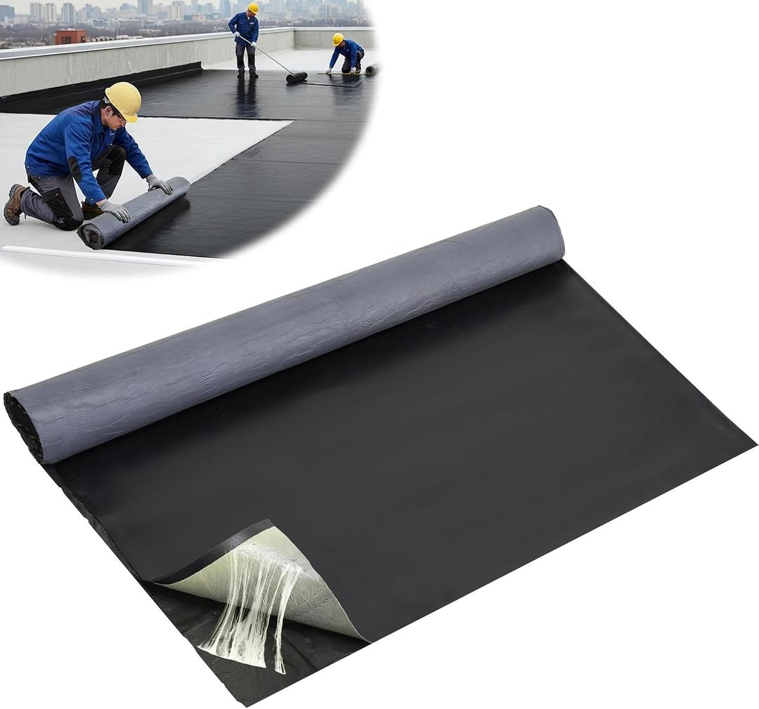 50 Mil EPDM Rubber Roofing Materials, Self-Adhesive Waterproofing Membrane for Roof 39 in x 16 ft, Underlayment Waterproof Membrane Foundation for Flat/Metal Roof, RV, Terrace Building Materials