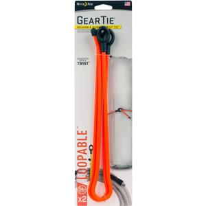 Nite Ize Gear Tie Loopable, The Original Reusable Rubber Twist Tie With Sturdy Integrated Loop, 24-Inch, Bright Orange, 2 Pack, Made in the USA