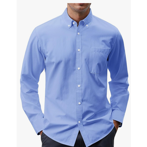 J.VER Men's Oxford Shirt Solid Casual Button Down Collar Shirts Long Sleeve Dress Shirts with Pocket 4X-Large