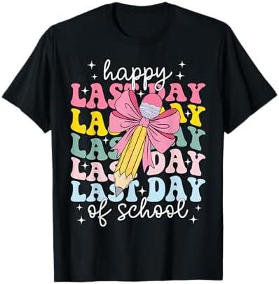 Happy Last Day of School Coquette Bow School Graduation Girl T-Shirt 3 Years