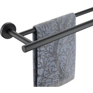 JQK Double Towel Bar 27 Inch, Matte Black Useable Length 24 Inch 304 Stainless Steel Thicken 0.8mm Bath Towel Rack for Bathroom, Towel Holder Wall Mount, TB100L24-PB
