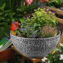 RimCereal 1 Pack Large Water Lily Planter Bowl, 16 Inch Lotus Flower Bowl Fit Hydroponic Succulent Planter Water Plant Container for Indoor Outdoor Garden Balcony Patio Fish Pond Bird Bath (Gray)