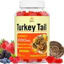 Turkey Tail Mushroom, Turkey Tail (100% Fruiting Body, 40% Beta Glucans) add Black Pepper, Mushroom Gummies for Gut, Energy, Brain & Immune Support, Mixed Berries Flavor | Vegan, Non-GMO, 60ct