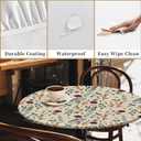 Round Fitted Tablecloth with Elastic Edge, Waterproof Stain Resistant Fabric Table Cover for 45"-48" Round Table, Indoor Outdoor Dining, Kitchen Decor, Camping, Holiday, Party, Wildflowers