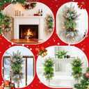Christmas Teardrop Swag for Decorating, 24" Prelit Cordless Stair Decorations with Lights, 1 Pcs Artificial Christmas Garland Wreath for Staircase Front Door Home Window Decor (Green)