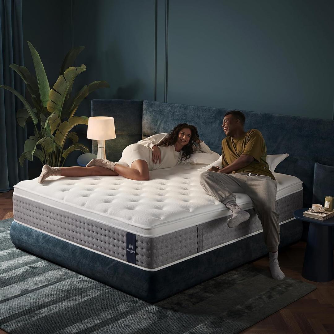 Queen Mattress 14 Inch,Medium Firm Hybrid with Memory Foam& Individually Wrapped Pocket Coils for Support,CertiPUR-US Certified,Fiberglass-Free