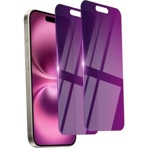 2 Pack Privacy Screen Protector for iPhone 16 Tempered Glass 6.1inch Private Saver Anti-Spy Anti-Blue Light Eye Protection Anti-Scratch Full Coverage