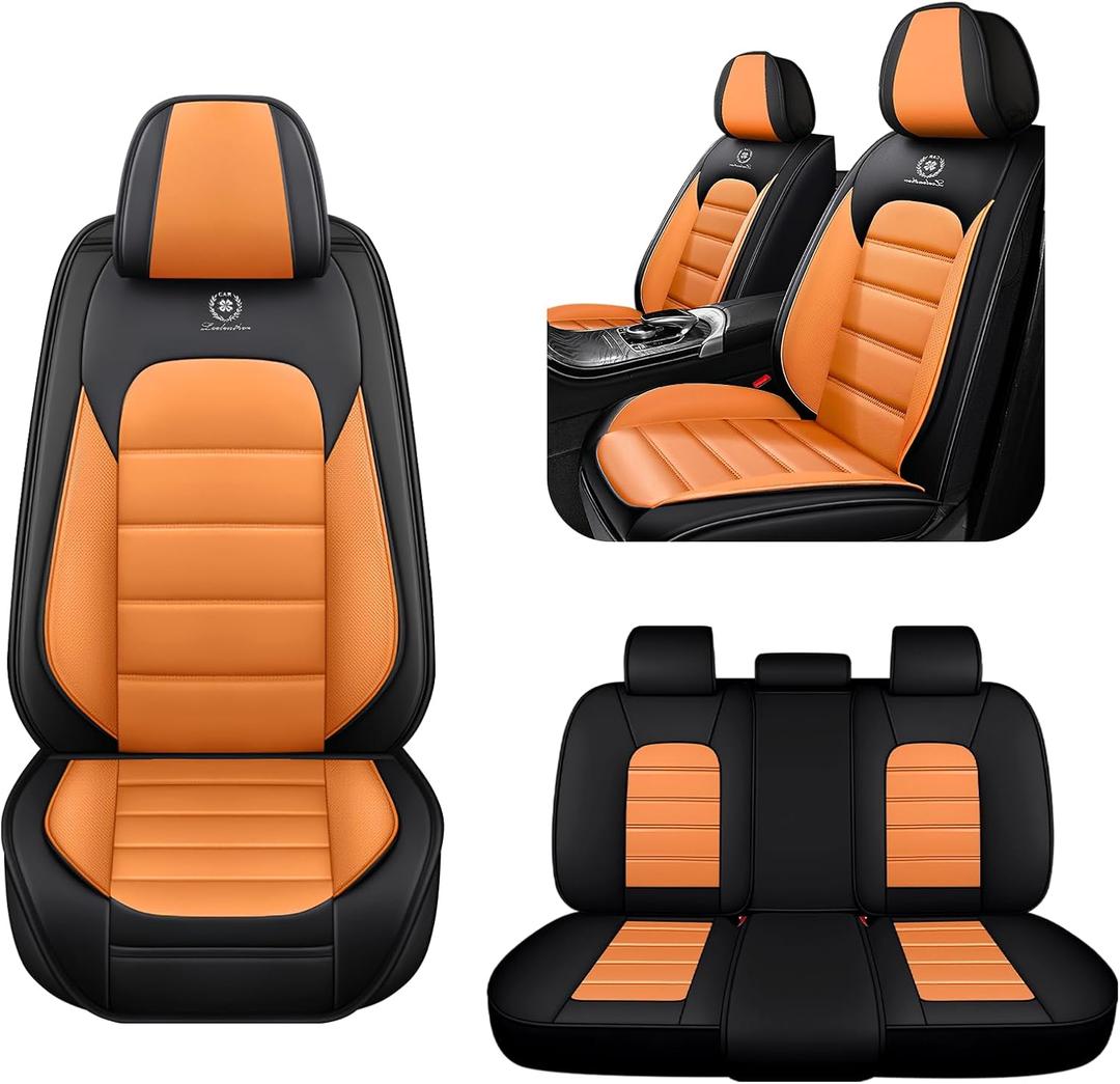 5 Seat Covers for BMW X3 2004-2026 Breathable Car Seat Covers,Anti-Slip Waterproof Car Seat Protectors with Airbag,Automotive Vehicle Cushion with Storage Pockets (Standard, Orange)