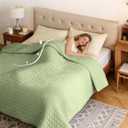 YnM Velvet Weighted Blanket, Ultra-Soft Heavy Bed Blankets, Heavy Weight Big Comforter, Oversized Bedspread & Home Decor Piece for All Season (Green, 90"x90" 20lbs, Full/Queen)