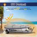 900D Bass Boat Cover - Trailerable Bass Tracker Boat Cover, Waterproof Bass Tracker Cover with Motor Cover Fits Bass Boat, V-Hull Tri-Hull Boat, 16-18.5' Long (Beam Width up to 98"), Grey