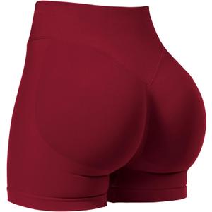 VOYJOY Women Workout Impact Shorts 2.5"/ 3.6"/ 4.5"/ 6" Scrunch Butt Lifting Gym Seamless Booty Biker Shorts (Large, Scarlett Red)
