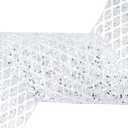 VATIN 6" Silver Christmas Ribbon, Silver Glitter Mesh Diamond Web Sequin Dots Wired Christmas Ribbon for Gift Wrapping Bow Making Wreath Supply-10 Yards