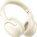 LORELEI E5 Wired Headphones for Kids Foldable & 3.5mm Jack Tangle Free Nylon Wire Stereo On Ear Headsets for Kids/Children/School/Tablet/Ipad/Kiddle/Plane (Beige White)