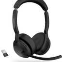 Jabra Evolve2 55 Stereo Wireless Headset - Features AirComfort Technology, Noise-Cancelling Mics & Active Noise Cancellation - MS Teams Certified, Works with Other Platforms - Black