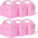 Happyhiram 25 Pcs Party Treat Boxes Pink for Girls, 6 Inch Valentines Candy Boxes Party Favors with Handle Paper Cookie Gift Bags Gable Boxes Snack Goodie Bags for Kids Unicorn Peppa Pig Barbie Theme Birthday Baby Shower Bridal Shower (1 Count (Pack of 25), Pop-up Pink)