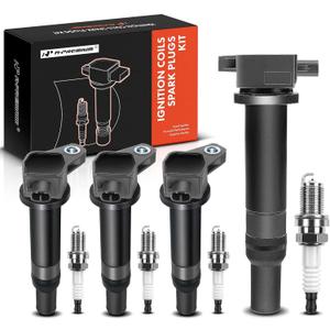 A-Premium Set of 4 Ignition Coil Pack and Iridium Spark Plugs Compatible with Hyundai Accent 2006-2011 & Kia Rio Rio5 2006-2011, L4 1.4L 1.6L