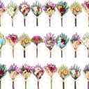 12/24 PCS Charming Dried Flowers Bouquet for Vase Various Dried Wildflowers with Stems Mini Handmade Wildflowers Natural Real Flowers Bulk Flowers Craft (Romantic Colour, 24 PCS)