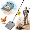 Upgraded 12-inch Chicken Poop Scooper Rake, Durable Metal Poop Scoop for Chicken with 24 to 68" Adjustable Stainless Steel Handle, Litter Scooper for Sand Sifting Shovel for Animals House