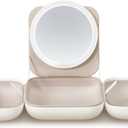 AMIRO M2 LumoCube Makeup Mirror with Bag - Portable LED Makeup Mirror with Lights, 5-Level Brightness, 3-Color Lights - Travel Makeup Organizer - White