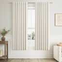 Guken Cream Linen Blackout Curtains 40 Inch Wide by 63 Inch for Living Room Bedroom Back Tab Thermal Insulated 100% Black Out Linen Drapes Room Darkening Window Curtains