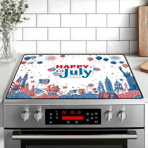 Patriotic Stove Top Cover,Stove Protector Mat, 4th of July American Flag Kitchen Decor, Heat Resistant for Electric Stove,28 x 20 Inch