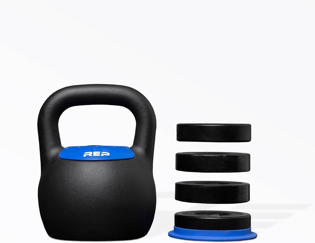 Rep Fitness Adjustable Kettlebell with Matte Powder Coating  Quickly Select From Multiple KG or LB Weight Options for HIIT and Cross-Training Workouts
