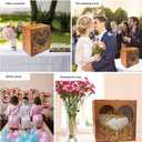Wooden Heart Wedding Card Box with Acrylic Window - Rustic Card Boxes for Wedding Reception & Bridal Shower, Wooden Money Holder for Honeymoon Fund, Includes 20 Cards & Pen