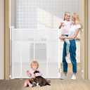 47" Extra Tall Retractable Baby Gates, Extends to 59" Wide, ExtraTall Retractable Safety Gate with Reinforced Strips, Retractable Tall Dog Gates for Doorways Mesh Baby Pet Gates Indoor, White