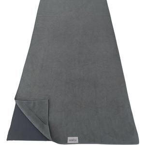 Non Slip Yoga Towel with Corner Pockets, Mat-Sized 24"x72", 100% Microfiber Sweat Absorbent, Perfect for Hot Yoga, Bikram, Pilates and More (Grey)