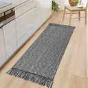 Collive Kitchen Runner Rug, 2' x 4.3' Hand-Woven Reversible Washable Rugs, Grey Cotton Modern Farmhouse Bathroom Mat Hallway Carpet for Foyer Bedroom Entry Back Door Decor