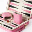 Backgammon Sets for Adults and Kids, Classic Backgammon Board with Unique Checkers Dice, Folding Faux Leather Backgammon Case, Portable Travel Backgammon Game Set (Pink)