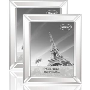Meetart Silver Mirror Photo Frame 8x10 inch 2 Piece Per Set for Wall Hang or Tabletop Display