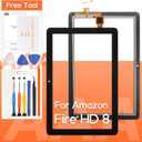 Screen Replacement for Amazon Kindle Fire HD 8 /HD 8 Plus Tablet 12th Gen 2022/2024 R2SP8T R24SB8 T805S Touch Screen Panel Digitizer Screen Replacement Full Assembly Repair Kits