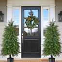 2 Pack 4ft Artificial Cedar Topiary Trees, Outdoor Artificial Plants for Front Porch Dcor, Artificial Shrubs Fake Plants Uv Rated Potted Plants for Outdoor, Indoor, Front Door, Office