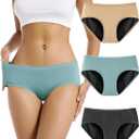 TIICHOO Period Underwear for Women Heavy Flow Soft Absorbent Menstrual Panties Teens Incontinence Leakproof 3 Pack (Small, Turquoise/Beige/Charcoal Gray)