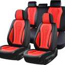 Coverado Car Seat Covers, Seat Covers Full Set, Red Car Seat Cover, Auto Seat Covers Front Seats Rear Seat Cover, Luxury Car Seat Cushion,Leather Seat Cover Seat Protector Universal Fit Most Cars