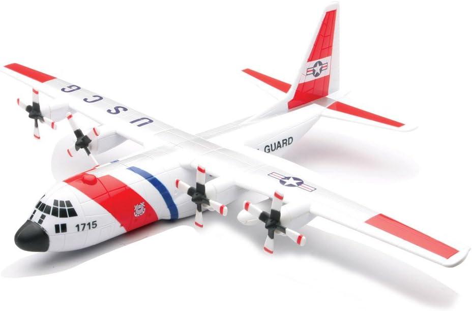 New Ray Model Kit Lockheed C-130 Hercules Transport Aircraft White and Red United States Coast Guard Snap Together Plastic Model Kit