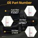 Filter Kit Compatible With Volvo D13 Oil Change Kit OE# 20972293 21707133 21707132 LF667(X2) LF3654 FF5507 FF5369
