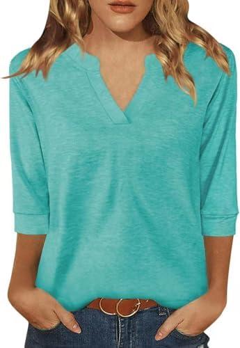 Scgirl Womens 3/4 Sleeve V Neck T-Shirts Summer Casual Tunic Tops Basic Tees Outfit Green XL