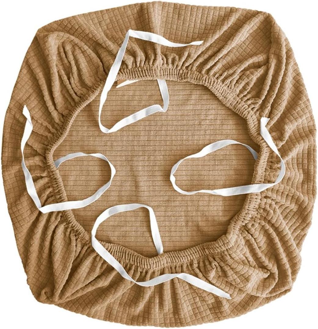 Sunnyway Stretchable Office Chair Seat Cover, Elastic Chair Slipcover with Tie Straps, Dining Chair Slipcover Machine Washable, Fits Seat Size 17.7"-21.7" (Brown)