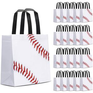24 PCS Baseball Gift Bags Sports Party Favor with Handles Reusable Baseball Goodie Snack Favor Bag Non Woven Party Favor Bags for Sports Birthday Supplies