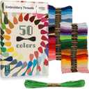 Inovida Embroidery Floss Set - 50 Colors x 16 Feet : Crafting & Sewing Thread Kit for Friendship Bracelets, Cross Stitch, Weaving for Beginners & Pros
