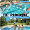 RovPool 2-in-1 Pool Basketball Hoop & Pool Volleyball Net,Poolside Basketball Hoop for Swimming Pool Basketball Game,Oversized Water Basketball Hoop w/3 Balls,Swimming Pool Basketball Hoop for Family