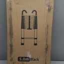 RIKADE Telescopic Ladder, 16.5FT Aluminum Telescoping Ladder with Stable Hook, Portable Extension Ladder, Black