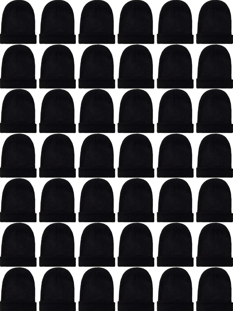 SATINIOR 60 Pieces Winter Beanies Bulk Cold Weather Warm Knit Skull Caps Mens Womens Unisex Hats (Black)