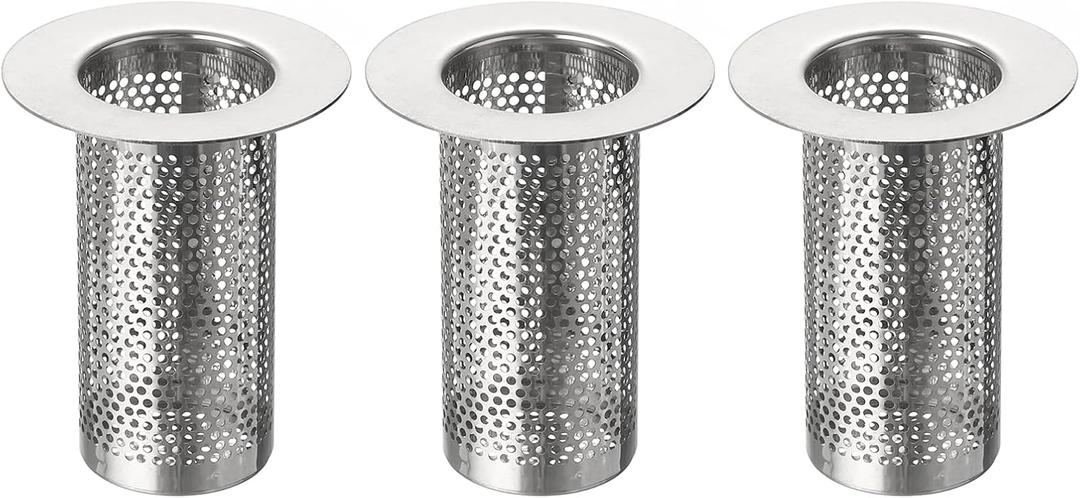 Uxcell 3Pcs Bathroom Sink Strainer, Fit for 1.42"-2" Drain Hole, 80mm/3.15" Deep Stainless Steel Sink Strainer for Shower and Floor Drain