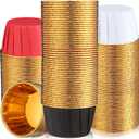 300 Pack Black Red White Cupcake Cups Bulk 3.5 oz Disposable Foil Muffin Liners Wrappers for Baking Aluminum Paper Mini Metallic Holiday Wedding Festival Party Supply