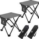 Opliy Camping Stool 2 Pack,13.5 Inch Portable Folding Stool for Outdoor Gardening and Beach Hiking Fishing,Foot Stool with Carry Bag (Gray)