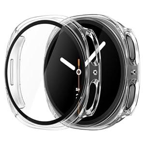 Misxi 2-Pack Hard PC Case with Tempered Glass Screen Protector for Samsung Galaxy Watch 8 40mm, Overall Protection Anti-Slip Scratch-Resistant Cover for Galaxy Watch8, Transparent
